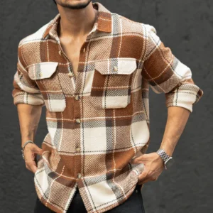 navy and wine flannel checks shirt