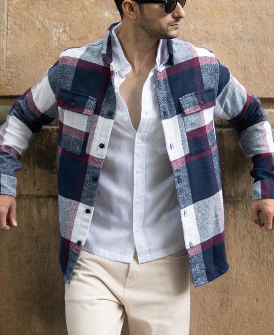 navy and wine flannel checks shirt navy and wine flannel checks shirt