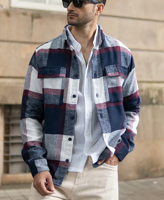 navy and wine flannel checks shirt navy and wine flannel checks shirt