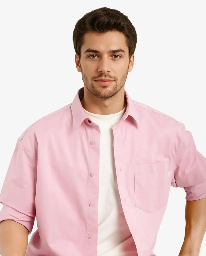 boxy fit plain shirt crofty pastel pink